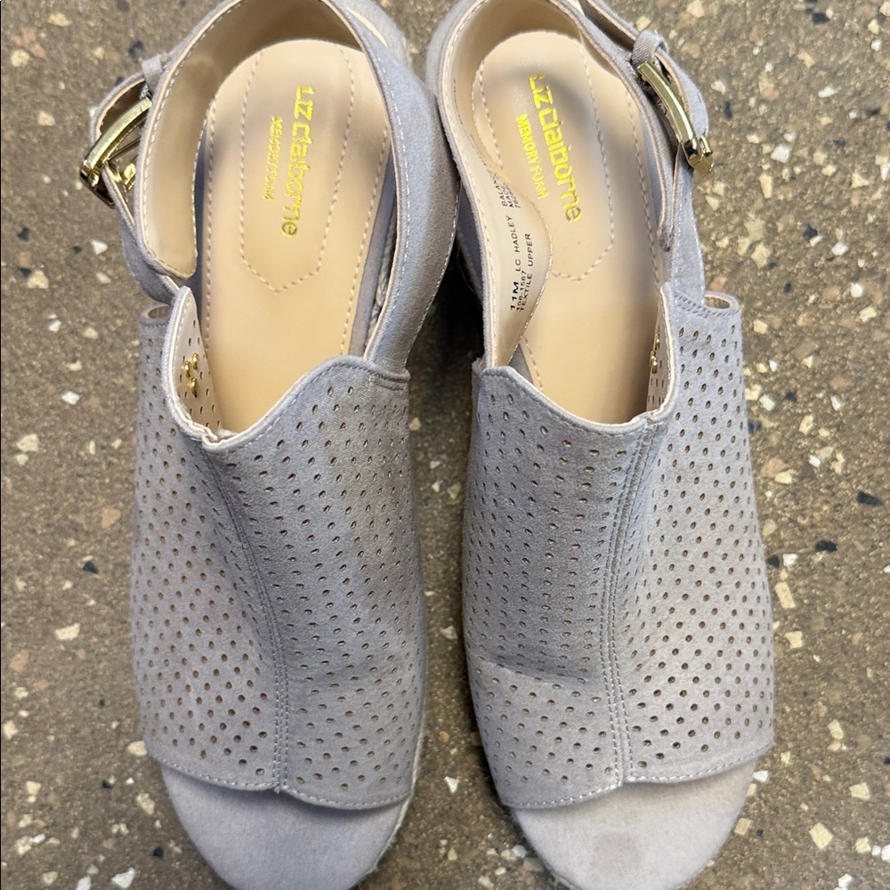 Liz Claiborne Perforated Gray Sandals